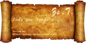 Zséger Teréz névjegykártya